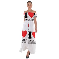 I Love English Breakfast  Off Shoulder Open Front Chiffon Dress by ilovewhateva