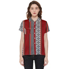 Background Damask Red Black Short Sleeve Pocket Shirt by Ndabl3x