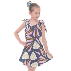 Flowers Pattern Floral Pattern Kids  Tie Up Tunic Dress by Vaneshop