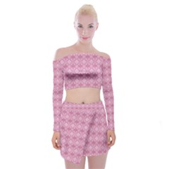 Pattern Print Floral Geometric Off Shoulder Top With Mini Skirt Set by Vaneshop