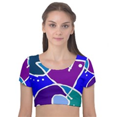 Mazipoodles In The Frame - Balanced Meal 2 Velvet Short Sleeve Crop Top  by Mazipoodles