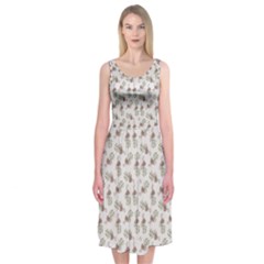 Warm Blossom Harmony Floral Pattern Midi Sleeveless Dress by dflcprintsclothing