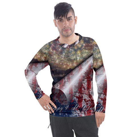 Independence Day Background Abstract Grunge American Flag Men s Pique Long Sleeve Tee by Ravend