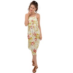 Background Pattern Flower Spring Waist Tie Cover Up Chiffon Dress by Celenk