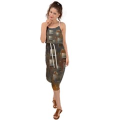 Background Metal Pattern Texture Waist Tie Cover Up Chiffon Dress by Celenk