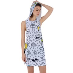 Set-cute-colorful-doodle-hand-drawing Racer Back Hoodie Dress by uniart180623