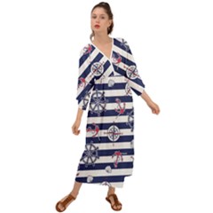 Seamless-marine-pattern Grecian Style  Maxi Dress by uniart180623