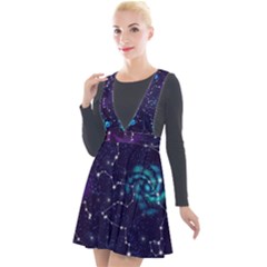 Realistic-night-sky-poster-with-constellations Plunge Pinafore Velour Dress by uniart180623
