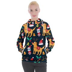 Funny Christmas Pattern Background Women s Hooded Pullover by uniart180623