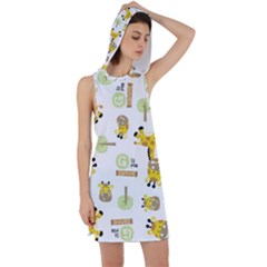Vector-pattern-with-cute-giraffe-cartoon Racer Back Hoodie Dress by uniart180623