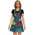 Seamless-pattern-hand-drawn-with-vehicles-buildings-road Apron Dress View1