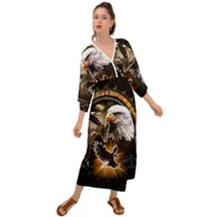 Eagle Dreamcatcher Art Bird Native American Grecian Style  Maxi Dress by uniart180623