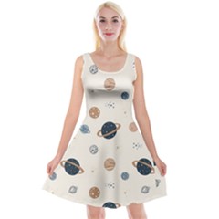 Space Planets Art Pattern Design Wallpaper Reversible Velvet Sleeveless Dress by uniart180623