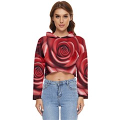 Roses Flowers Plant Women s Lightweight Cropped Hoodie by Ravend