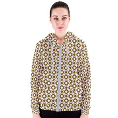 Mazipoodles Olive White Donuts Polka Dot Women s Zipper Hoodie by Mazipoodles