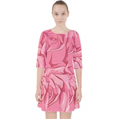 Pink Roses Pattern Floral Patterns Quarter Sleeve Pocket Dress by uniart180623