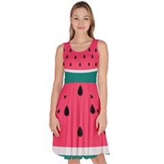 Watermelon Fruit Pattern Knee Length Skater Dress With Pockets by uniart180623
