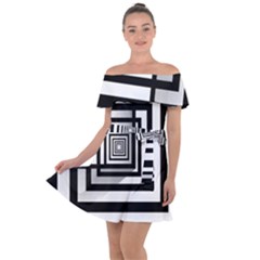 Squares Concept Design Raining Off Shoulder Velour Dress by uniart180623
