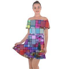 To Dye Abstract Visualization Off Shoulder Velour Dress by uniart180623