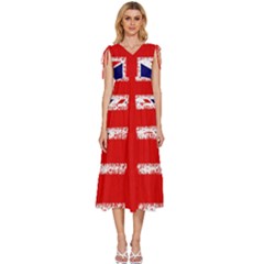 Union Jack London Flag Uk V-neck Drawstring Shoulder Sleeveless Maxi Dress by Celenk