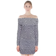 Geometric Noir Pattern Long Sleeve Off Shoulder Dress by dflcprintsclothing