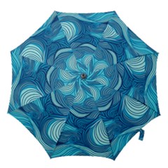 Ocean Waves Sea Abstract Pattern Water Blue Hook Handle Umbrellas (large) by Simbadda