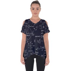 Mathematical-seamless-pattern-with-geometric-shapes-formulas Cut Out Side Drop Tee by Simbadda