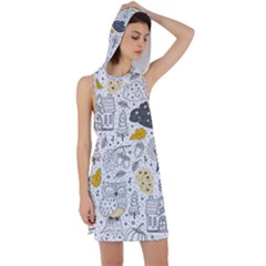 Doodle-seamless-pattern-with-autumn-elements Racer Back Hoodie Dress by Simbadda