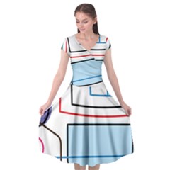 Sketch Line Art Doodles Design Cap Sleeve Wrap Front Dress by Grandong