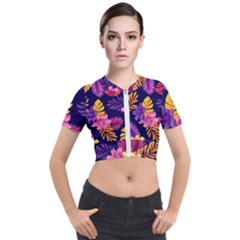 Tropical Pattern Short Sleeve Cropped Jacket by Bangk1t