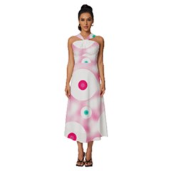 Wallpaper Pink Sleeveless Cross Front Cocktail Midi Chiffon Dress by Luxe2Comfy