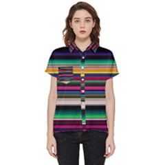 Horizontal Lines Colorful Short Sleeve Pocket Shirt by Grandong