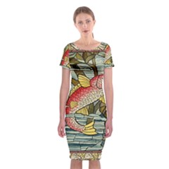 Fish Underwater Cubism Mosaic Classic Short Sleeve Midi Dress by Bedest