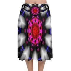 Kaleidoscope-round-metal Velvet Flared Midi Skirt by Bedest