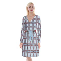 Pattern-cross-geometric-shape Long Sleeve Velvet Front Wrap Dress by Bedest