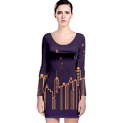 Skyscraper Town Urban Towers Long Sleeve Velvet Bodycon Dress by pakminggu