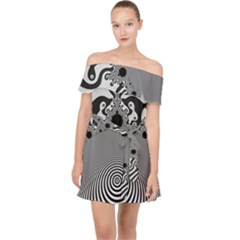 Pattern Illusion Fractal Mandelbrot Off Shoulder Chiffon Dress by Bangk1t