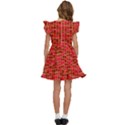 Geometry Background Red Rectangle Pattern Kids  Winged Sleeve Dress View4
