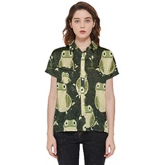 Frog Pattern Short Sleeve Pocket Shirt by Valentinaart