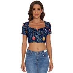 Generated-01 Short Sleeve Square Neckline Crop Top  by nateshop