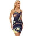 Psychedelic Trippy Abstract 3d Digital Art Wrap Tie Front Dress View3