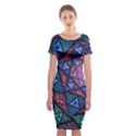 Purple Psychedelic Art Pattern Mosaic Design Fractal Art Classic Short Sleeve Midi Dress View1