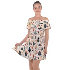 Pattern Seamless Off Shoulder Velour Dress by Proyonanggan