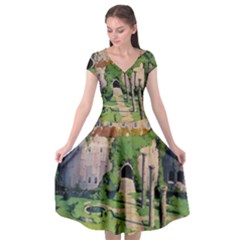 Painting Scenery Cap Sleeve Wrap Front Dress by Sarkoni