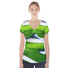 Golf Course Par Green Short Sleeve Front Detail Top by Sarkoni