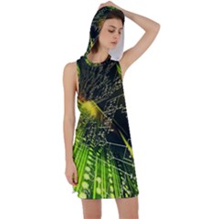 Machine Technology Circuit Electronic Computer Technics Detail Psychedelic Abstract Pattern Racer Back Hoodie Dress by Sarkoni