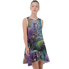 Abstract Blossoms  Frill Swing Dress by Internationalstore