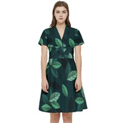 Foliage Short Sleeve Waist Detail Dress by HermanTelo
