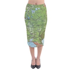 Map Earth World Russia Europe Velvet Midi Pencil Skirt by Bangk1t