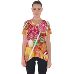 Aesthetic Candy Art Cut Out Side Drop T-shirt by Internationalstore